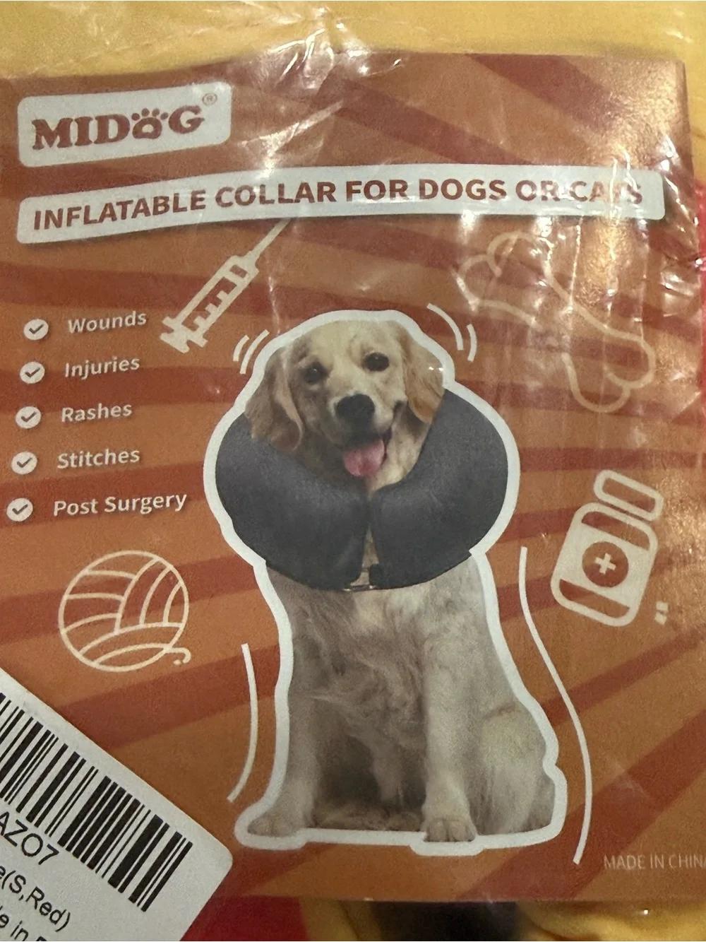 MiDog Soft Pet Inflatable Protective Collar Cone for Dogs and Cats Sz. Small New